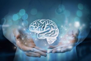 Image of brain floating above pair of hands